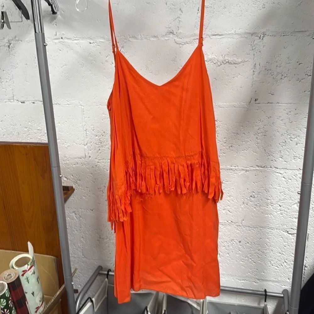 Red Dress with Fringe - Size XS - Like New - lspace dress - Adjustage Straps